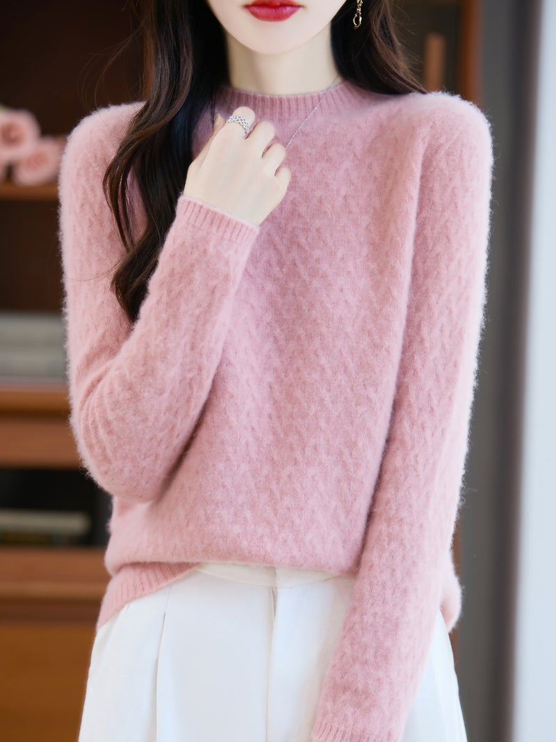 First-Line Ready-To-Wear 100% Wool Sweater For Women, Lazy Style Outer Wear, Soft And Waxy, Non-Irritating To The Skin, Multi-Color Seamless Sweater - Image 5